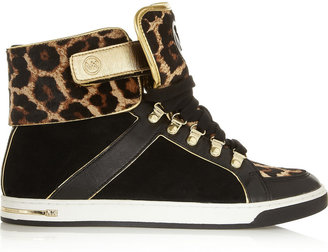 MICHAEL Michael Kors Greenwich suede, leather and calf hair high-top sneakers