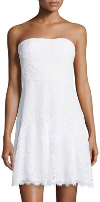 Diane von Furstenberg Strapless Lace Cocktail Dress, White