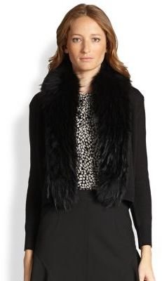 Diane von Furstenberg Fur-Trimmed Cropped Cardigan