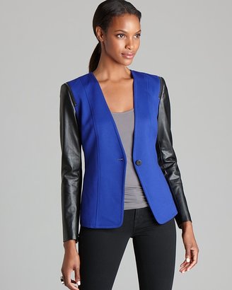 Vince Camuto Faux Leather Sleeve Blazer