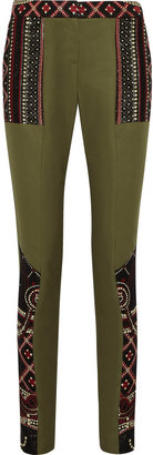 Prabal Gurung Brocade-paneled cotton-twill straight-leg pants