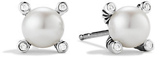 David Yurman Small Pearl Earrings with Diamonds