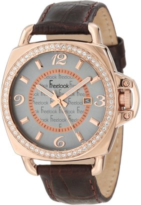 Freelook Unisex HA1093RG-2 Brown Croco Leather Band with Rose Gold Case Watch