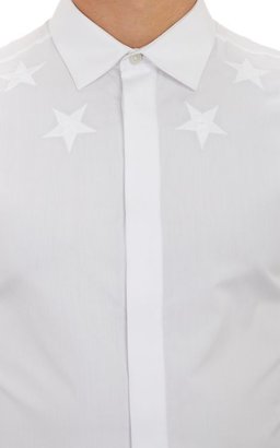 Givenchy Star-Embroidered Poplin Sirt-White