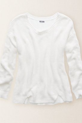 aerie White Marled Crewneck Sweater