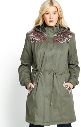 So Fabulous! So Fabulous Sequin Trim Parka (Available in sizes 14-28)