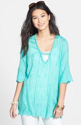 SORRENTO Embroidered Peasant Top (Juniors)