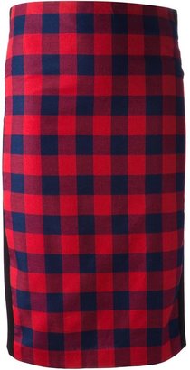 American Retro gingham and plaid stretch panelled skirt