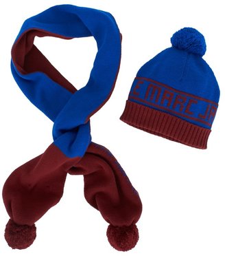 Little Marc Jacobs Blue & Red Pom Pom Hat and Scarf Set
