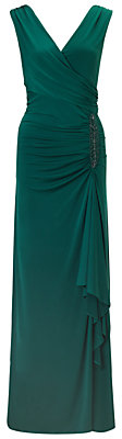 Ariella Celina Wrap Long Dress, Emerald