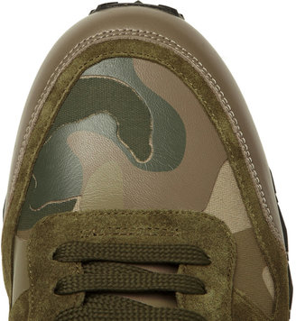 Valentino Camouflage-Print Leather and Suede Sneakers