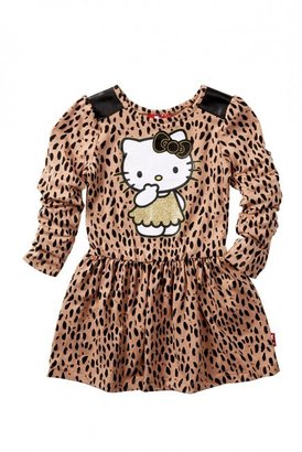 Hello Kitty Leopard Print Long Sleeve Dress (Little Girls)