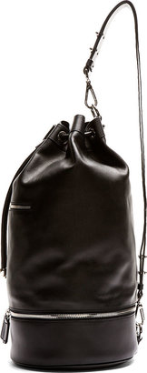 CNC Costume National Black Leather Cross-Body Bucket Backpack