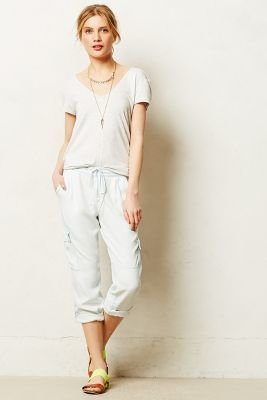 Anthropologie Cloth & Stone Cropped Chambray Cargos