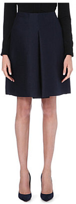 Burberry Pleated-front cotton and silk-blend skirt