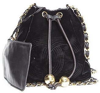 Chanel Velvet Vintage Drawstring Crossbody Bag