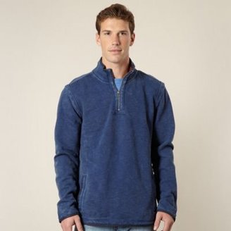 Mantaray Big and tall blue pique funnel neck sweater