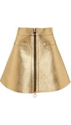 Fausto Puglisi Gold Leather Skirt Gold