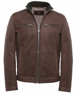 Boss Black Hugo Alven Nubuck Leather Jacket