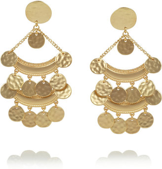 Kenneth Jay Lane Hammered gold-plated clip earrings