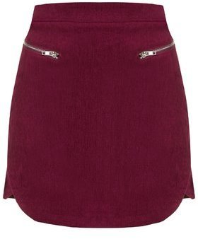 Topshop Womens **Cord Mini Skirt by Goldie - Maroon