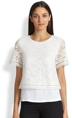 Rebecca Taylor Lace-Overlay Top