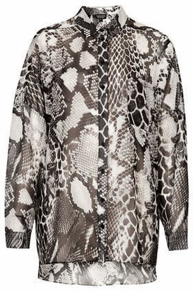 Topshop Womens Oversized Snake Print Shirt - Monochrome
