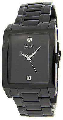 GUESS U12557G1 Men's Strainless Steel Black Dimond Watch