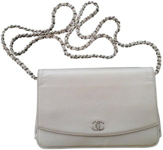 Chanel Silver Caviar Leather Sevruga Wallet On Chain