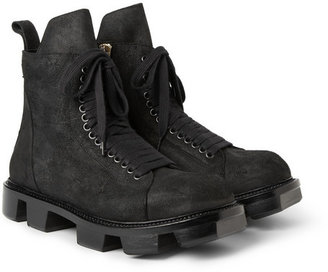 Rick Owens Plinth Distressed Leather Boots