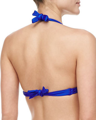 Vitamin A Chloe Braided Halter Bikini Top, Klein Blue