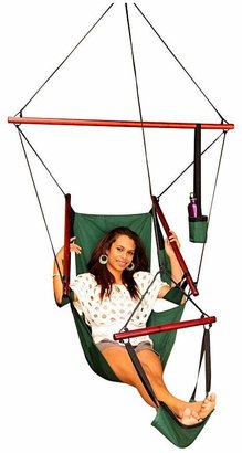 Tropicana Hammocks Collections Canvas Outdoor Hammock Chair With Footrest And Drink Holder, Drap Dark Green