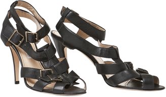 Manolo Blahnik Black Leather Sandals With Cross Straps
