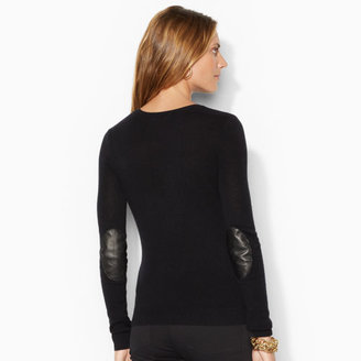Ralph Lauren Leather-Trim Cashmere Sweater