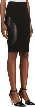 McQ Black Leather Panel Pencil Skirt