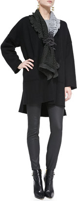 Eileen Fisher Boiled Wool Kimono Coat, Long-Sleeve Cashmere Box Top, Waxed Stretch Skinny Jeans & Pleated Wool Gauze Scarf