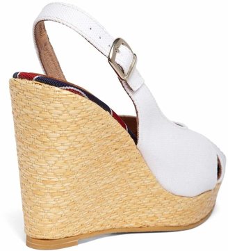 Brooks Brothers Cotton Canvas Slingback Wedge
