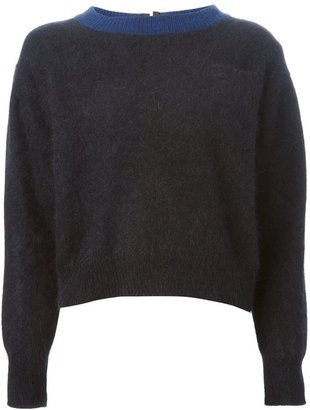 Sacai LUCK contrasting neck short loose fit sweater