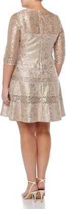 Kay Unger New York Women's Tiered Lace Fit & Flare Cocktail Dress, Gold, Women's