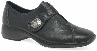 Rieker - Black 'Swanky' Ladies Rip Tape Fastening Leather Shoes