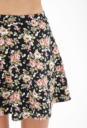 Forever 21 Clustered Rose Skater Skirt