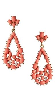 Kenneth Jay Lane Teardrop Jewel Drop Earrings - coral