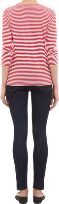Barneys New York Striped Jersey Bracelet-sleeve T-Shirt