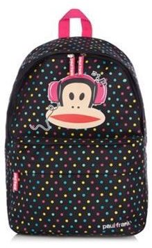 Paul Frank Black polka dot monkey backpack