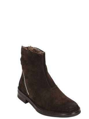 Leather Ankle Boots W/ Faux Fur Lining