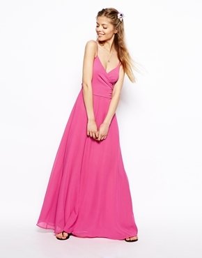 ASOS Maxi Dress With Wrap Front - pink