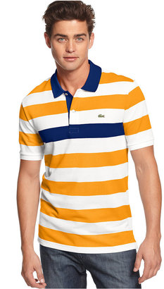 Lacoste Big and Tall Short-Sleeve Pique Barstriped Polo
