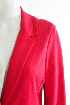Yoana Baraschi Lipstick Pink Knit 3/4 Sleeve Single Button Slim Blazer Sz L