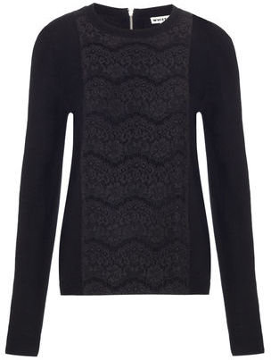 Whistles Lace Panel Front Knit