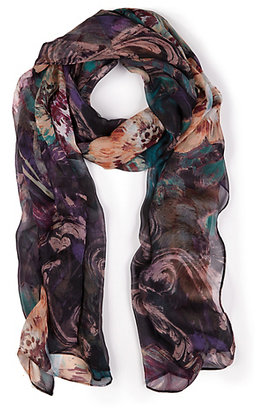 Marks and Spencer M&s Collection Pure Silk Brushed Floral Scarf